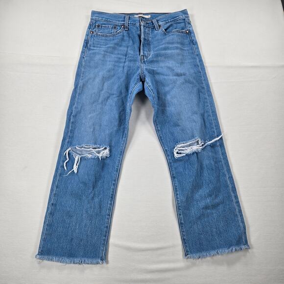 Levi's Denim - Levi's Premium High Rise Distressed Button‎ Fly Wedgie Straight Jeans Size 29